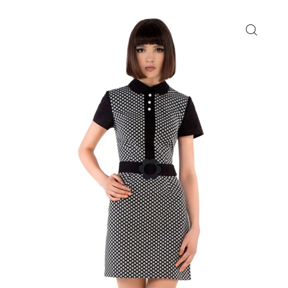 Mod 70’s style Black and White Geometric Mini Dress Marmalade Shop by Magdalena